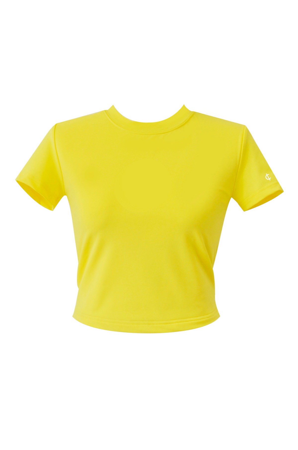 풀덜 라운드넥 크롭 스판 반팔 티셔츠 (yellow)